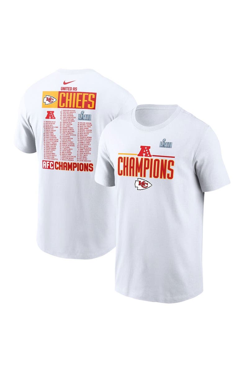 Nike Men's Nike White Kansas City Chiefs 2022 AFC Champions Roster T-Shirt, Main, color, 