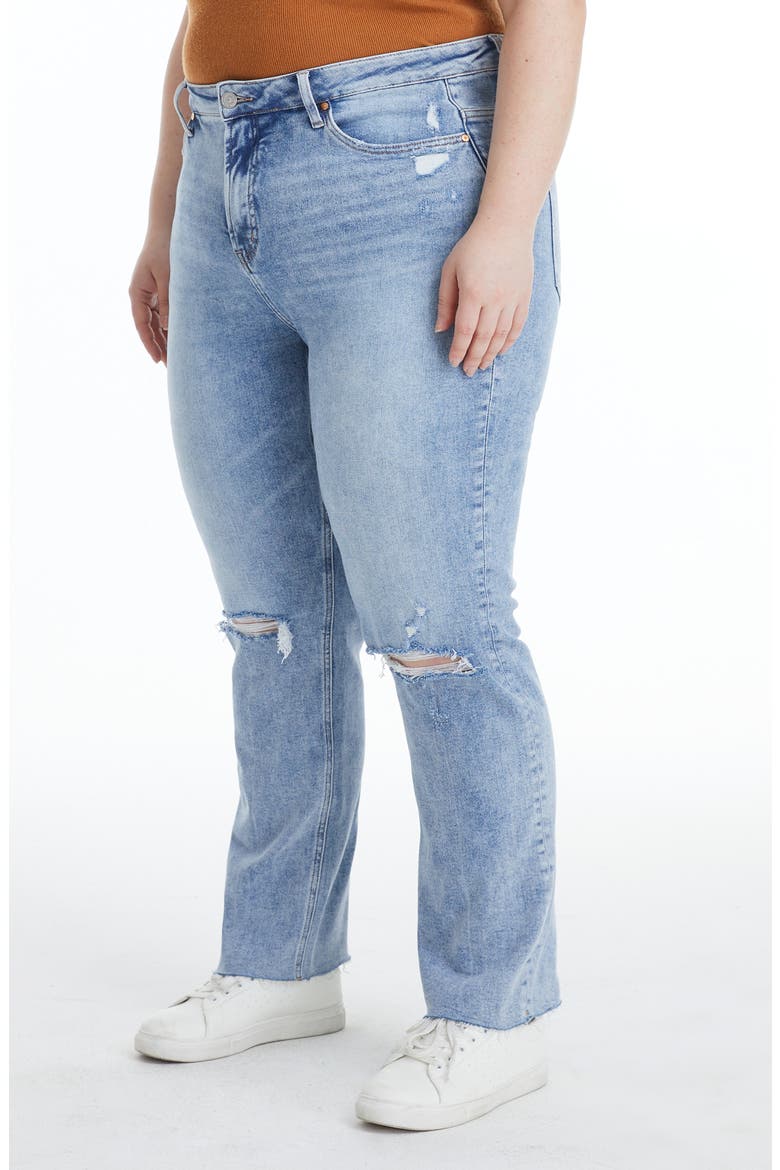 Ally High Waist Distressed Straight Leg Jeans, Alternate, color, LIGHT BLUE