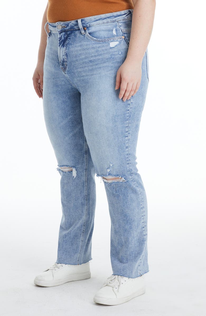 Bayeas Ally High Waist Distressed Straight Leg Jeans, Alternate, color, Light Blue