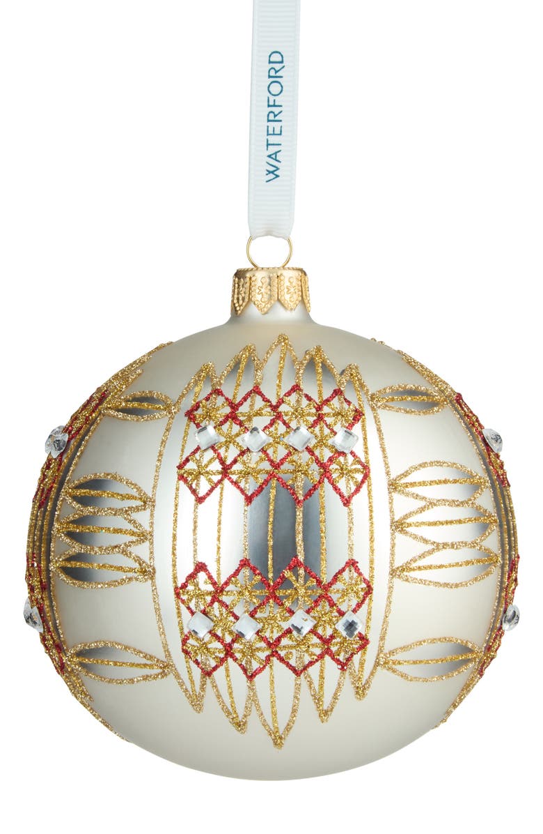 Waterford Holiday Heirlooms Dungarvan Glass Ornament, Main, color, Multi Ivory