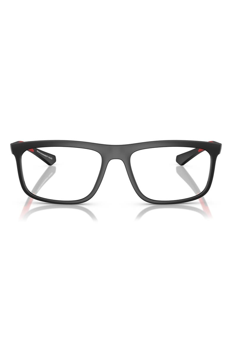 Emporio Armani 55mm Square Optical Glasses, Main, color, Matte Black / Demo Lens