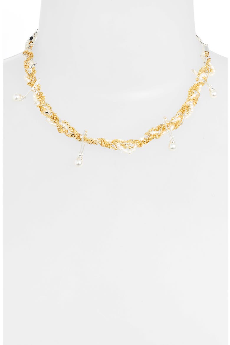 Tangle Genuine Pearl Necklace, Alternate, color, SILVER