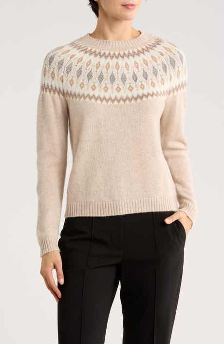 Sofia Cashmere Fair Isle Crewneck Sweater
