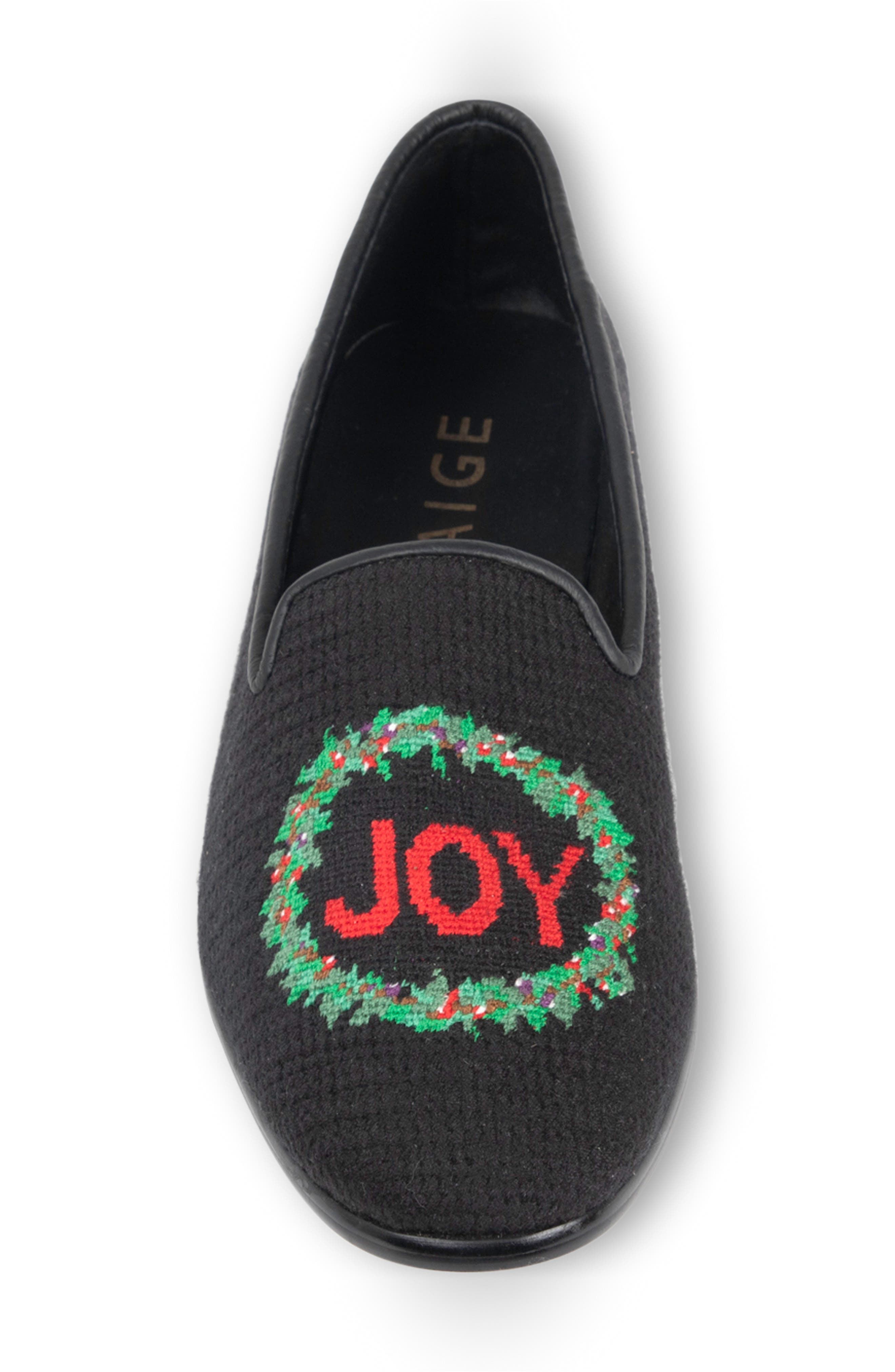 ByPaige Joy Wreath Needlepoint Loafer, Alternate, color, Black