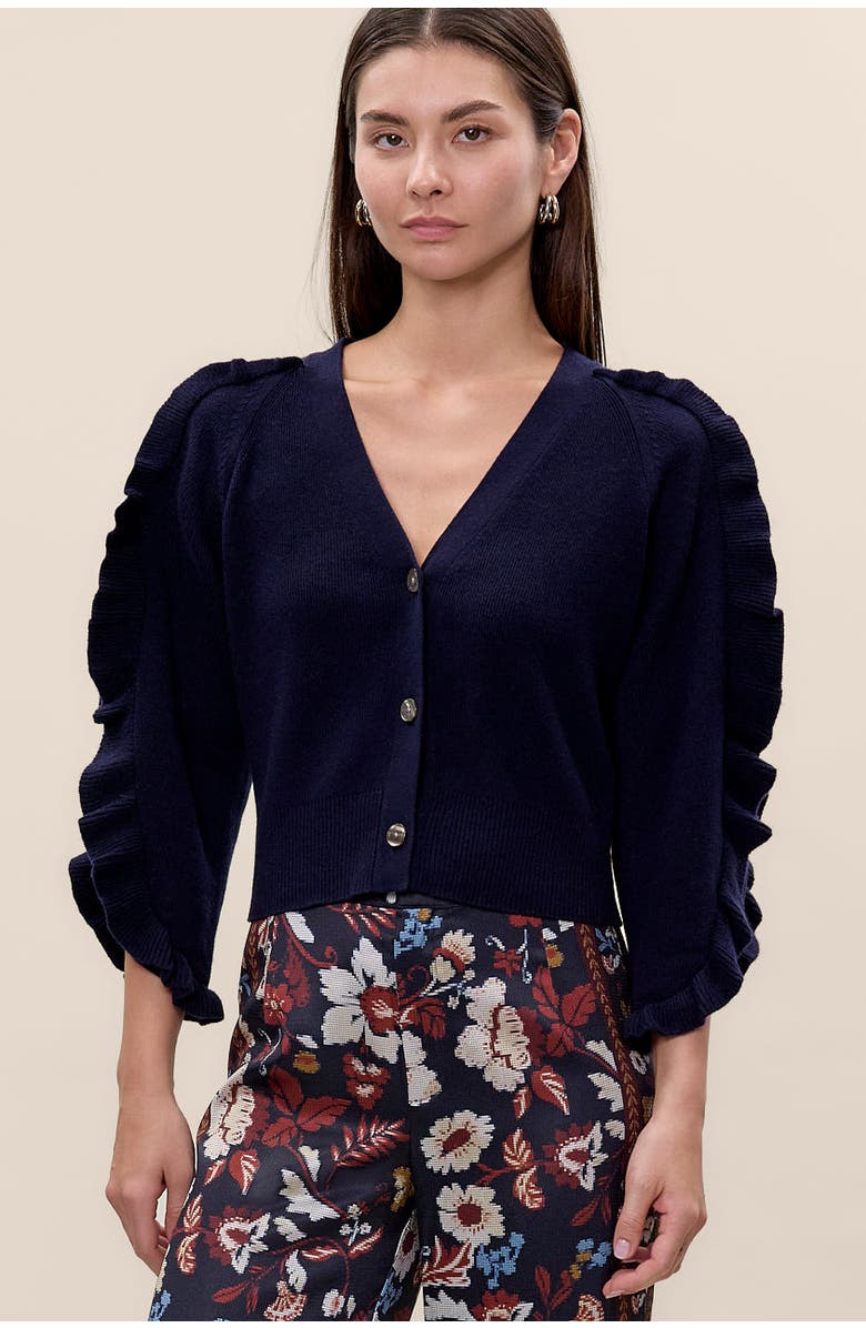 Rebecca Taylor Kaia Knit Cardigan, Main, color, Navy