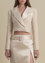 Contessa Mills Morgaine Stretch Sateen Structured Refined Cropped Blazer