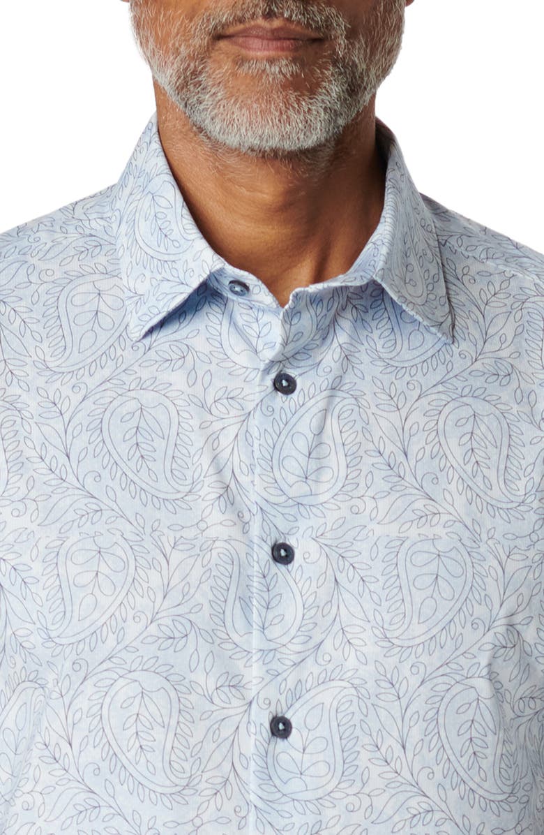 Bugatchi Miles OoohCotton<sup>®</sup> Floral Short Sleeve Button-Up Shirt, Alternate, color, Sky