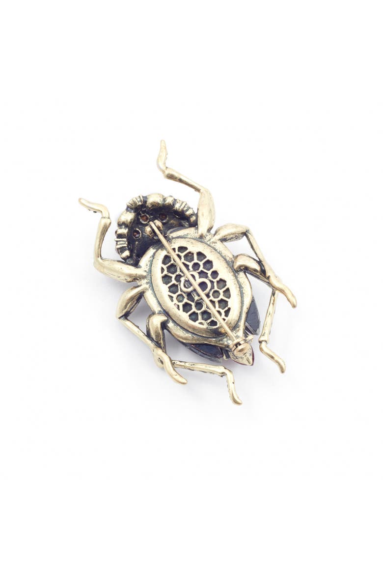 Bejewelled Beetle Statement Brooch, Alternate, color, Beetle