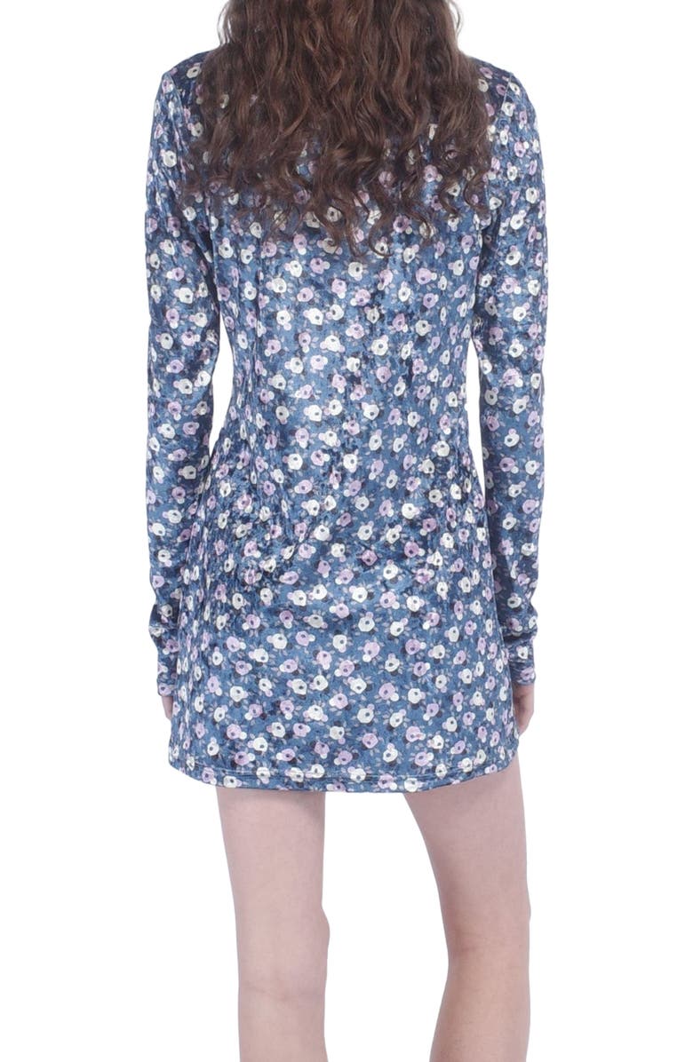 Anna Sui Posie Stretch Velvet Turtleneck Dress, Alternate, color, 