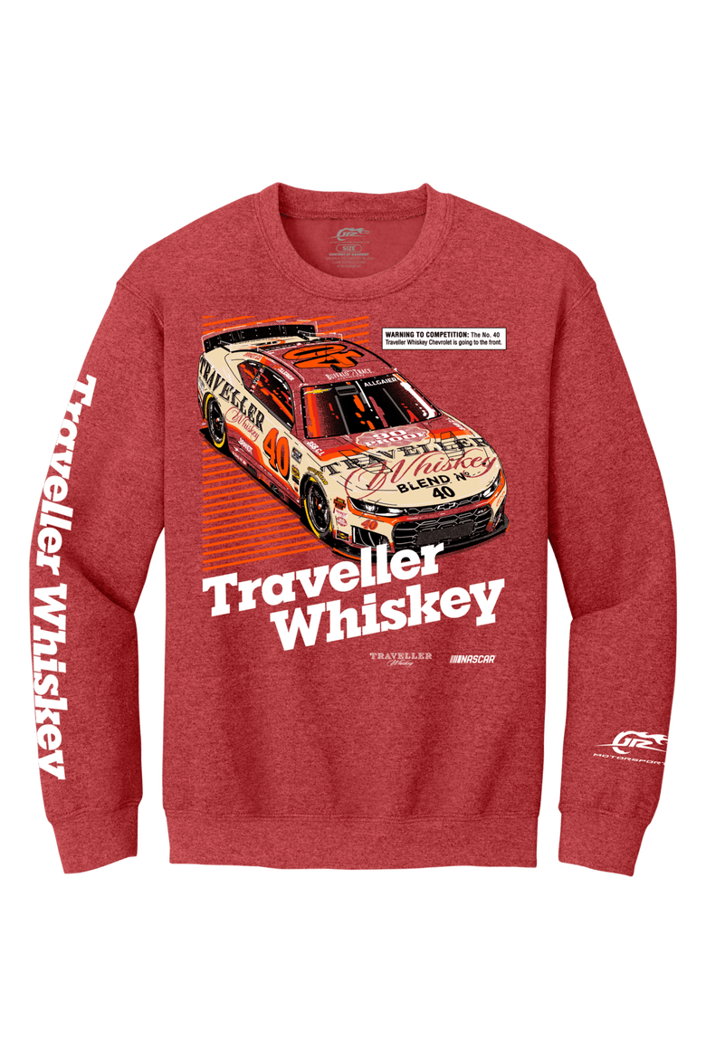 Men's Classic Ink Heather Red Justin Allgaier Traveller Whiskey Sweatshirt, Main, color, Heather Red