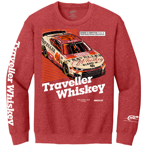 Men's Classic Ink Heather Red Justin Allgaier Traveller Whiskey Sweatshirt