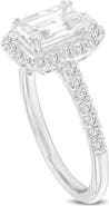 LuvMyJewelry Valora 14K White Gold Emerald Cut Lab Grown Diamond Halo Engagement Ring - 1.95 ctw