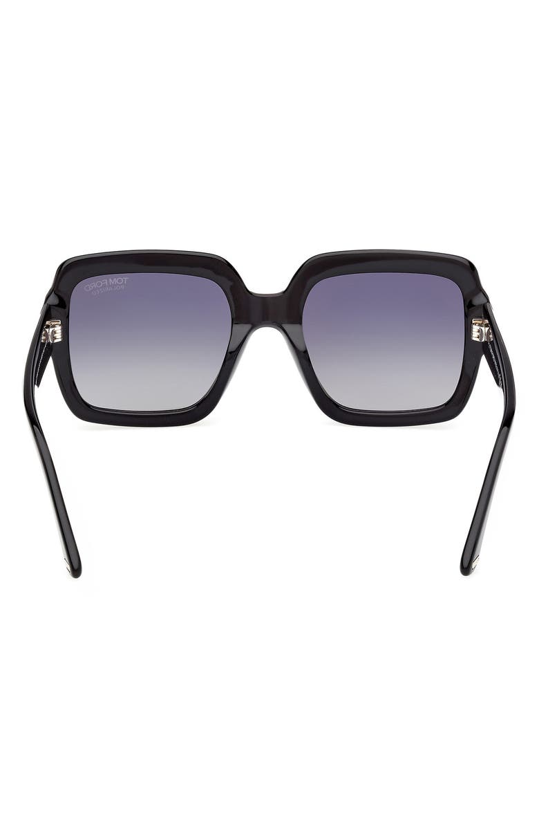 TOM FORD Kaya 54mm Polarized Gradient Square Sunglasses, Alternate, color, Shiny Black/ Eco/ Polar