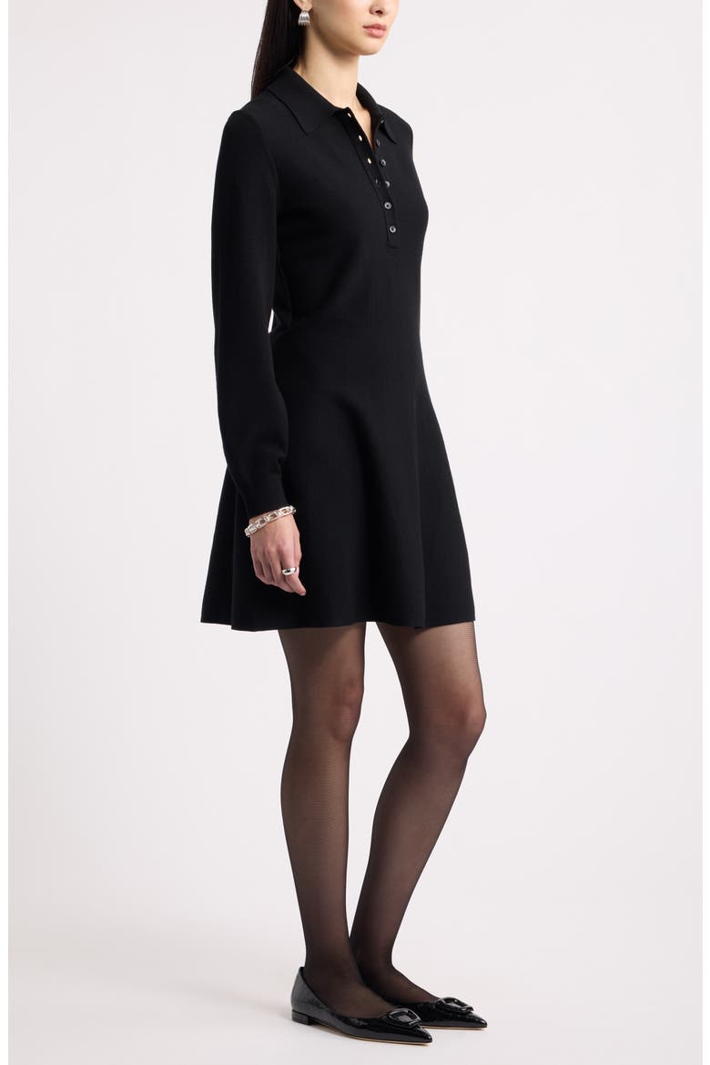 Polo Long Sleeve Minidress, Alternate, color, BLACK