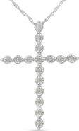Haus of Brilliance Silver 1/6 Cttw Diamond Miracle-Set Shared Prong Cross 18" Pendant Necklace