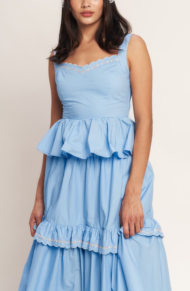 FLYING TOMATO Embroidered Peplum Tank, Alternate, color, Light Blue