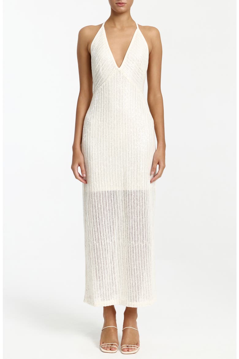Zenith Cutout Long Sleeve Knit Maxi Dress, Alternate, color, PEARL