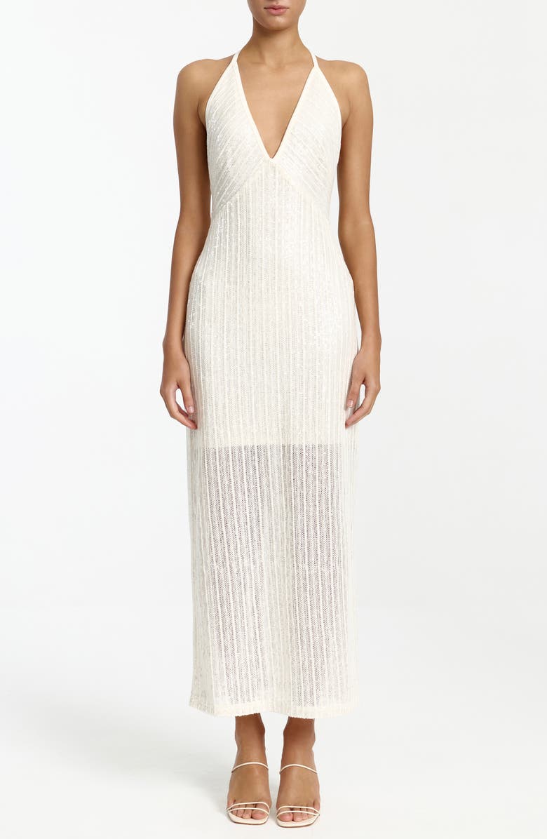 Significant Other Zenith Cutout Long Sleeve Knit Maxi Dress, Alternate, color, Pearl