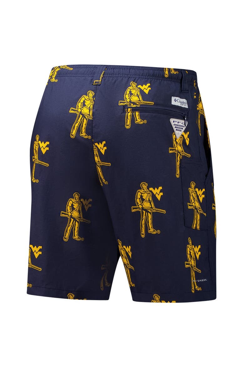 Men's Columbia Navy West Virginia Mountaineers Backcast III Printed Short, Alternate, color, Navy