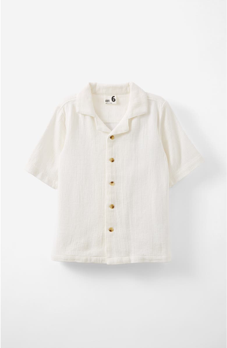 Cotton On Kids Kid's Cabana Short Sleeve Shirt, Alternate, color, Vanilla Texture