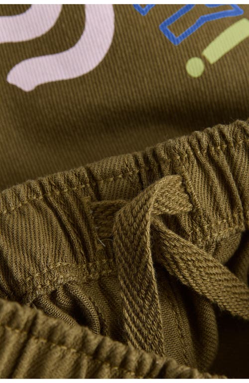 Next Kids' Geometric Cotton Twill Graphic Pants In Green