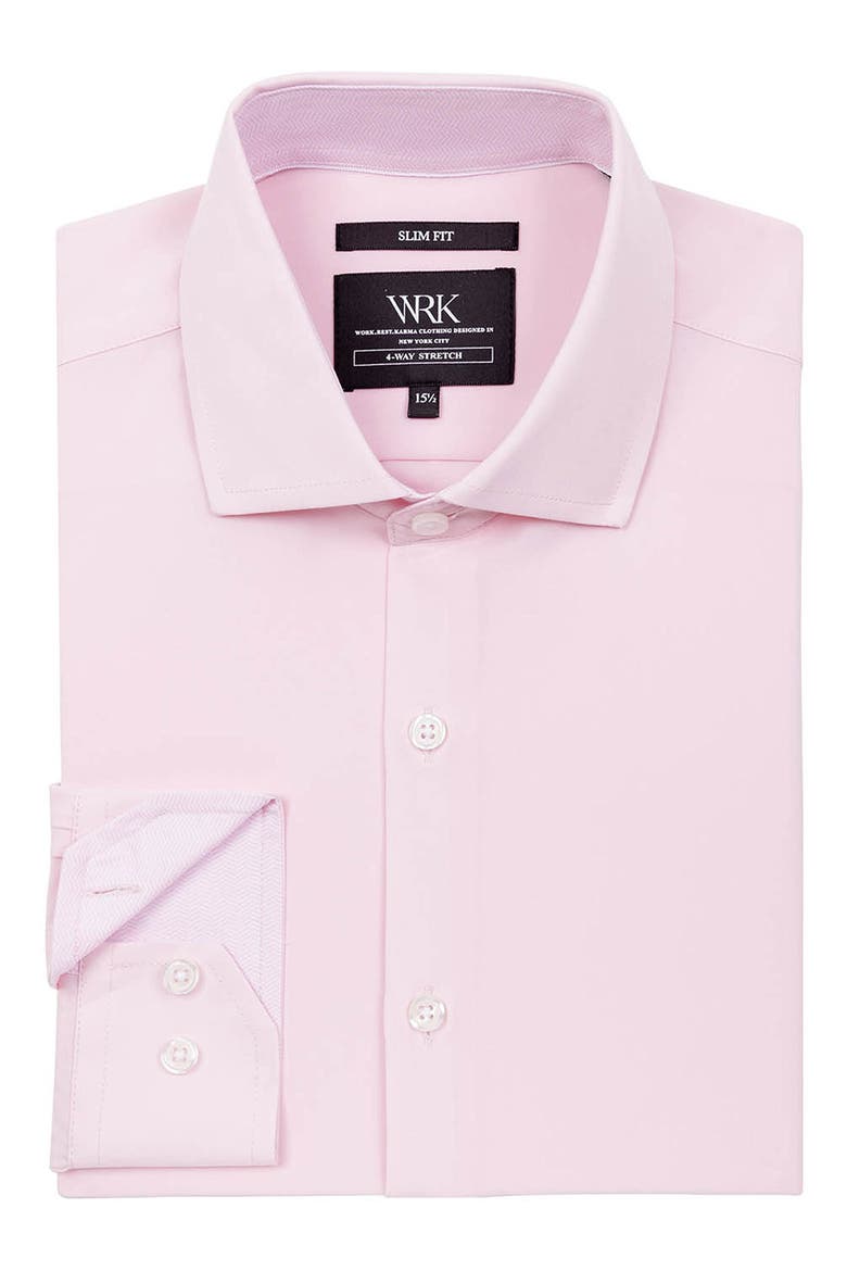 Slim Fit Solid Pink Performance Dress Shirt, Alternate, color, PINK