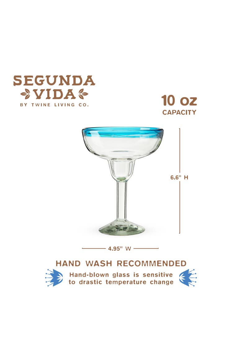Segunda Vida Primavera Recycled Margarita Glasses Set of 2, Alternate, color, Clear