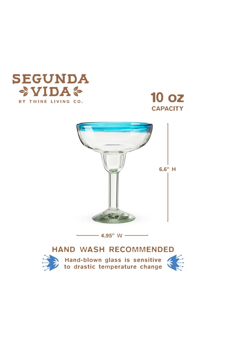 TWINE Segunda Vida Primavera Recycled Margarita Glasses Set of 2, Alternate, color, Clear
