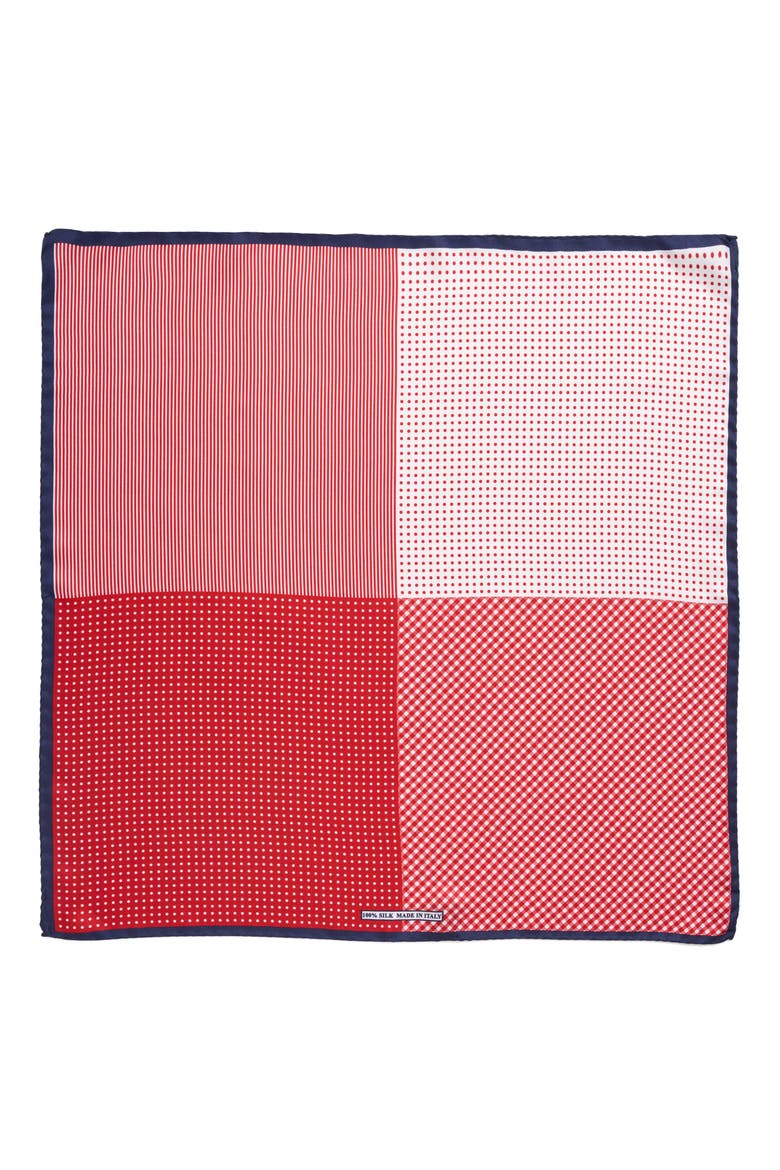 Panel Silk Pocket Square, Alternate, color, RED