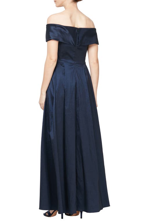 Alex Evenings Off The Shoulder Taffeta Formal Ballgown In Blue