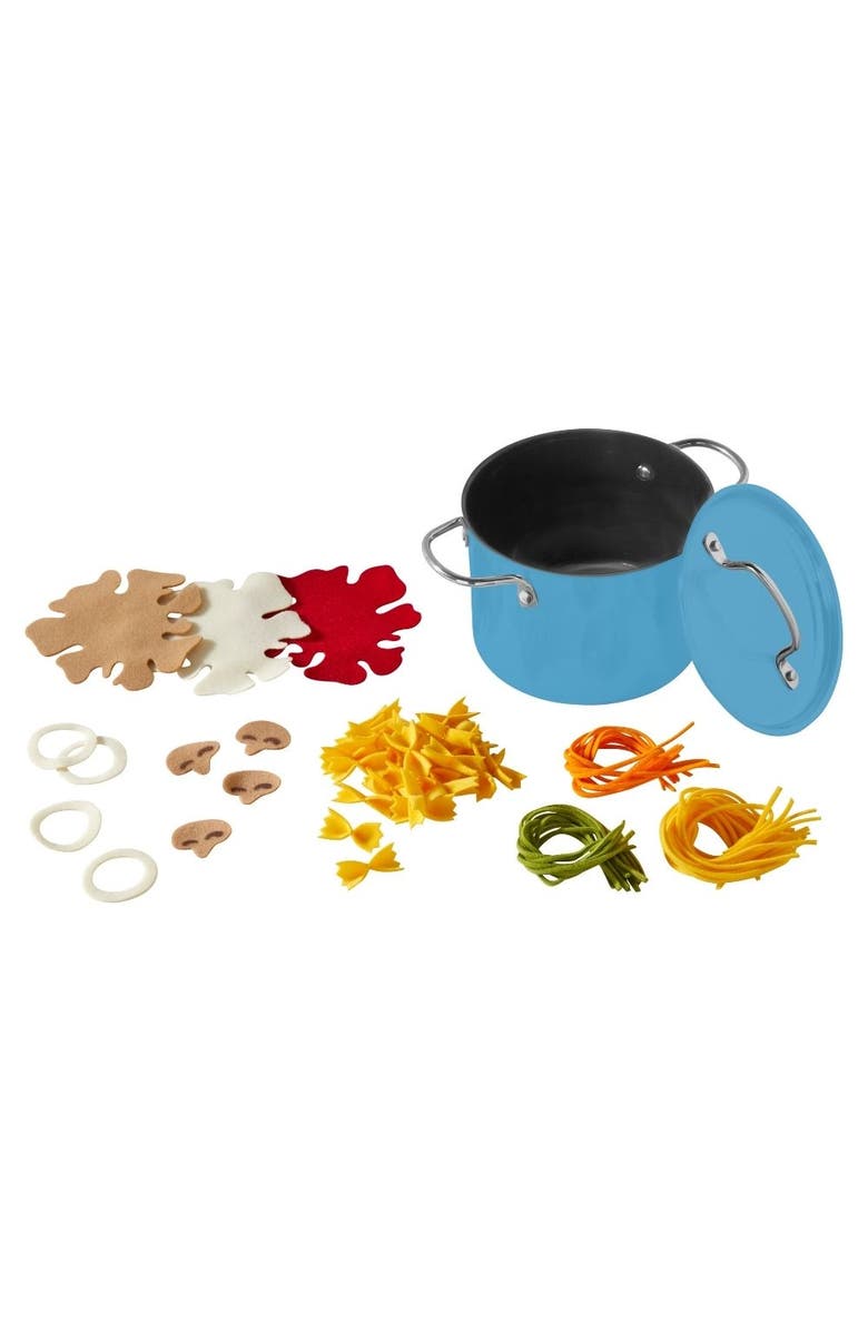HABA Felt Pasta Cooking Set with Metal Pot & Toppings, Pretend Play Kitchen Toy for Kids & Toddlers 3 Years and Up, Alternate, color, 