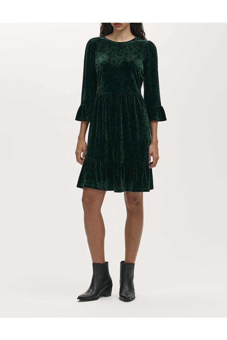 Cammie Animal Print Velvet Short Dress, Alternate, color, Green Animal