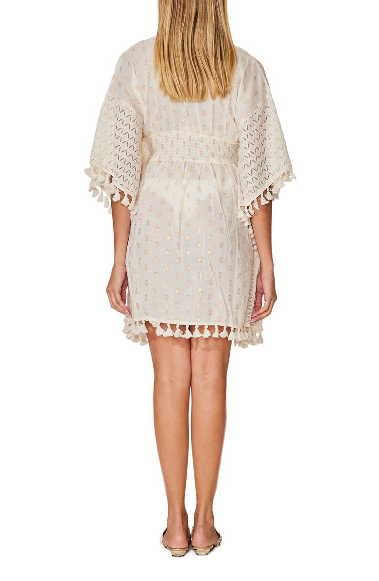 RANEES Smocked Tassel Cotton Cover-Up Dress, Alternate, color, 