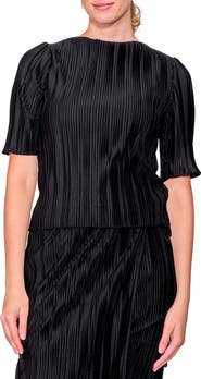 MELLODAY Elbow Sleeve Plissé Top