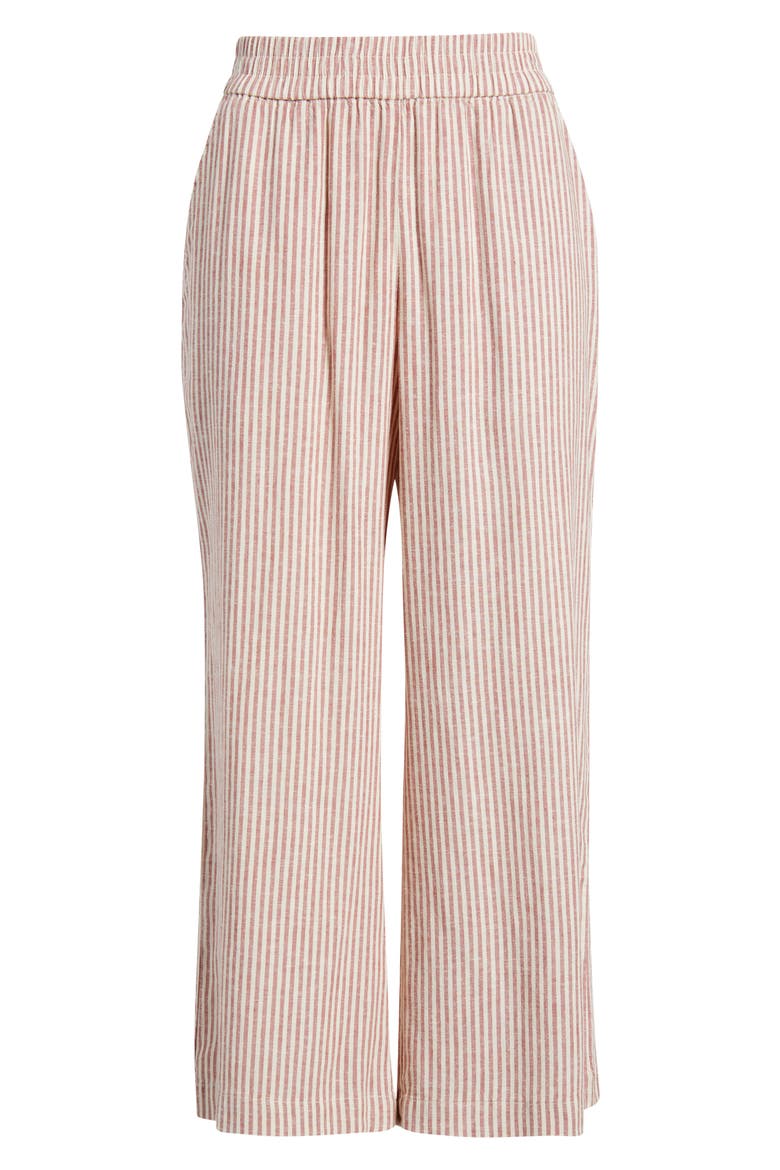 Allison Stripe Pull-On Crop Wide Leg Hemp Blend Pants, Alternate, color, RUST STRIPE