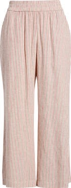 Marine Layer Allison Stripe Pull-On Crop Wide Leg Hemp Blend Pants