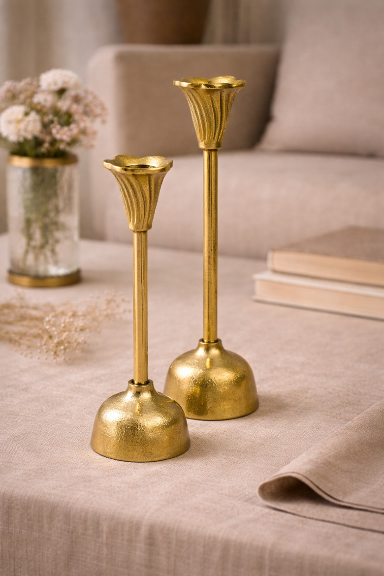 Bloom Candle Holder, Alternate, color, Gold - Short