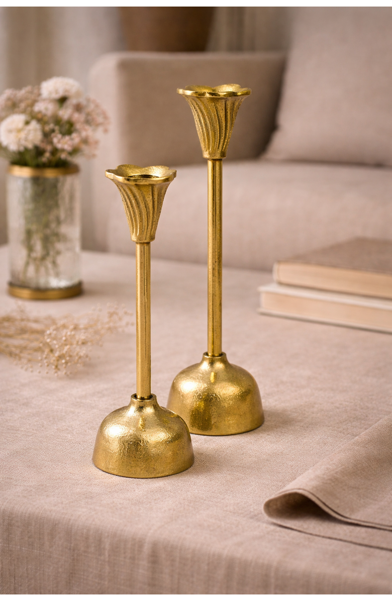 Raiz Studio Bloom Candle Holder, Alternate, color, Gold - Tall