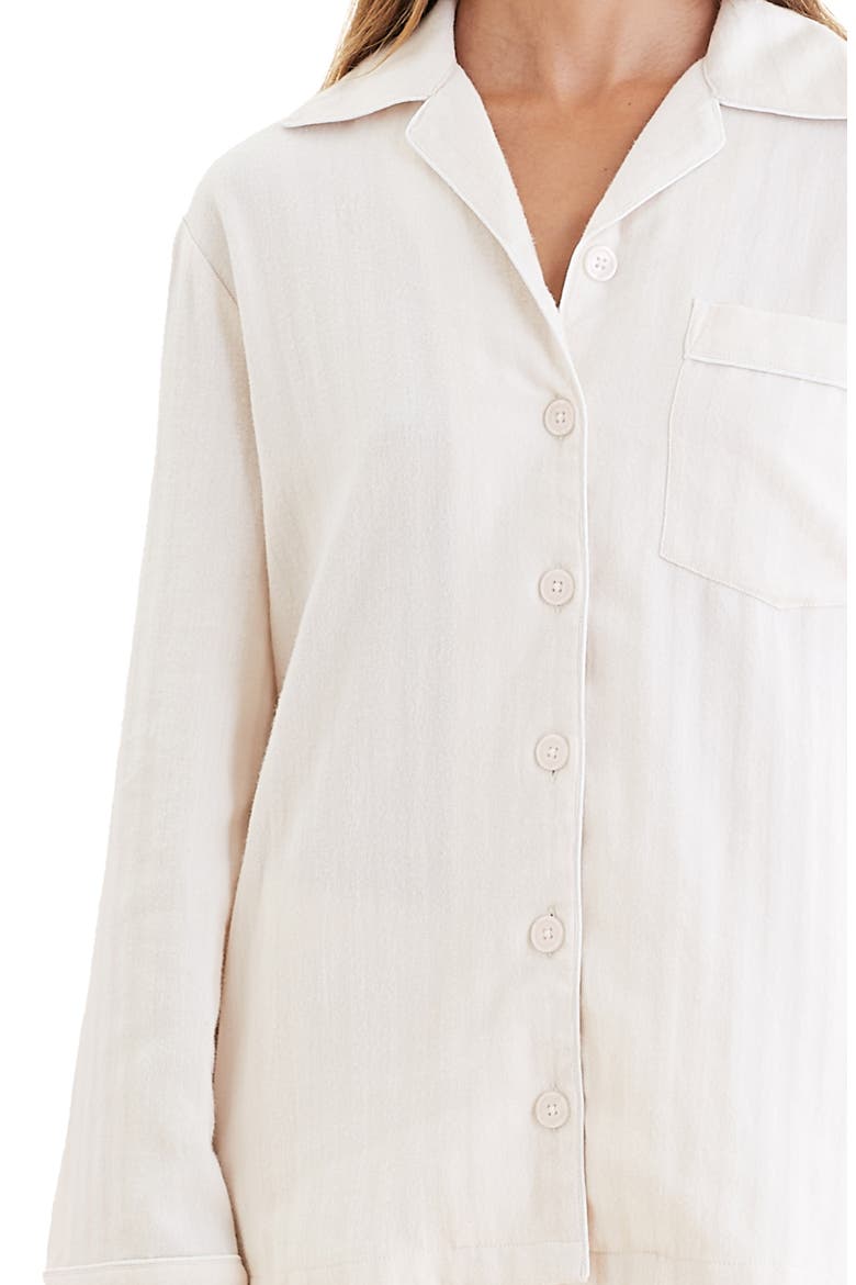 Herringbone Supersoft Brushed Organic Cotton Pajamas, Alternate, color, OATMEAL