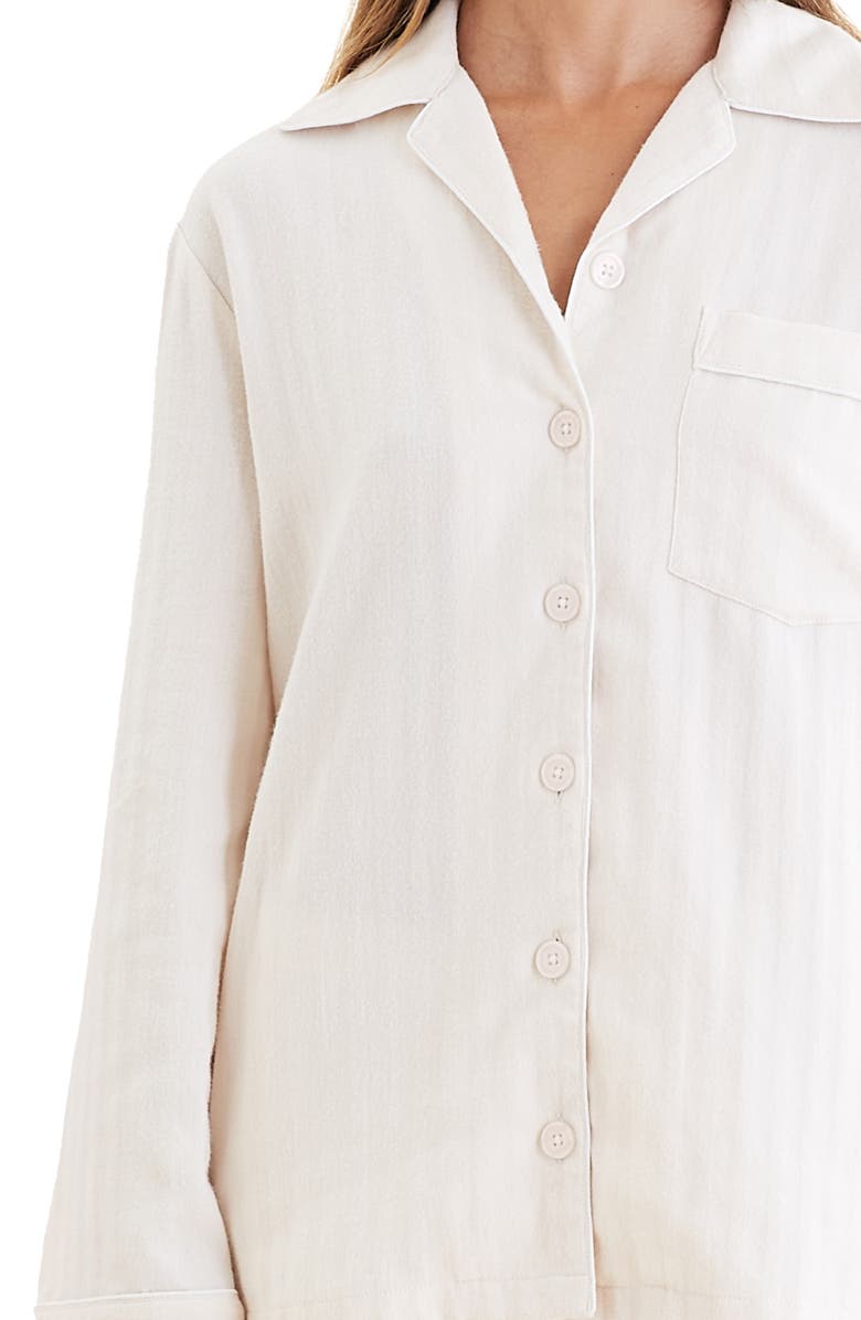 Papinelle Herringbone Supersoft Brushed Organic Cotton Pajamas, Alternate, color, Oatmeal
