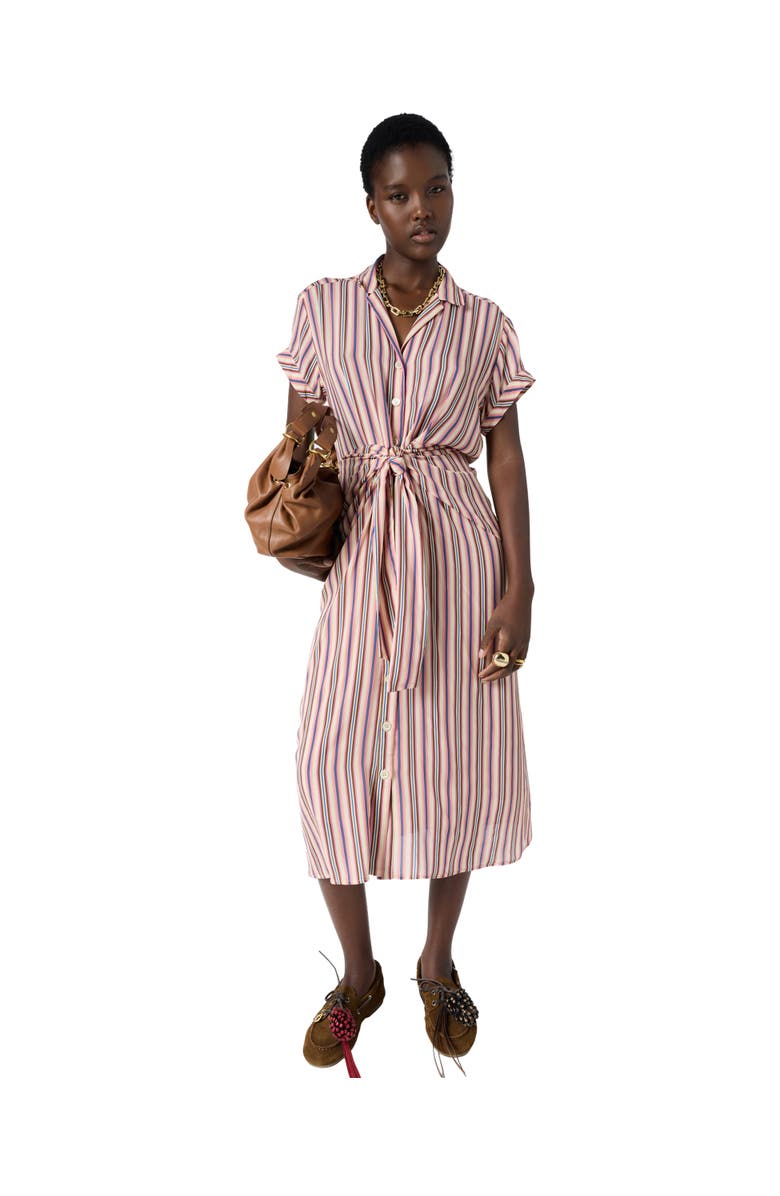 GERARD DAREL Striped Button-Front  Midi Dress, Alternate, color, Multicolored
