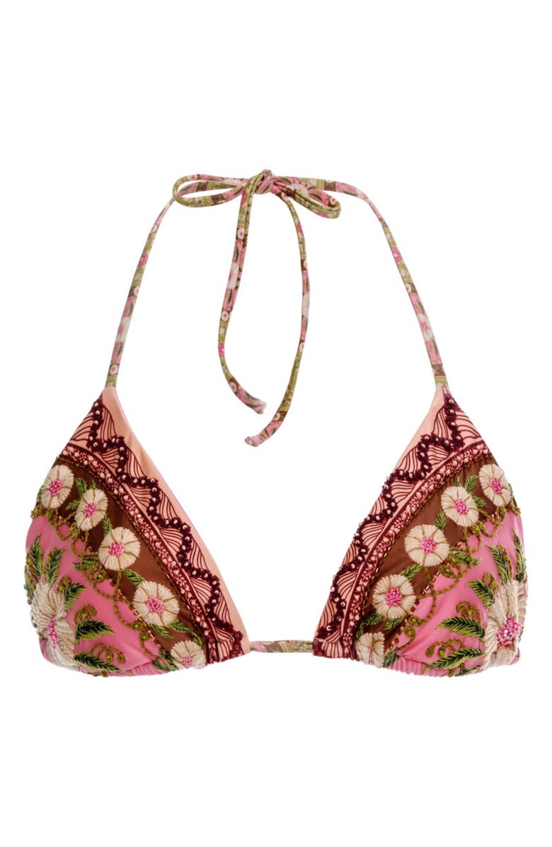 Agua Bendita Lolita Matches Embroidered Bikini Top, Alternate, color, Pink Multi
