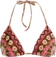 Agua Bendita Lolita Matches Embroidered Bikini Top