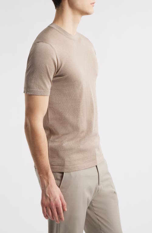Jack Victor Wellington Heathered Cotton & Silk Crewneck T-shirt In Sand