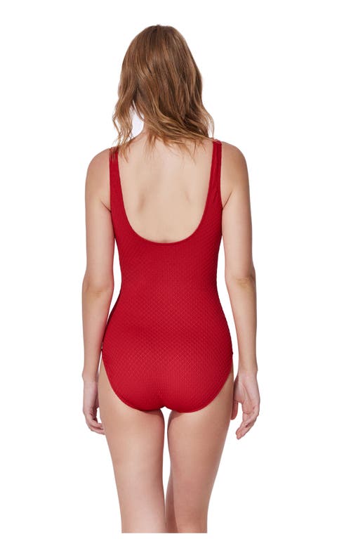 Gottex St. Tropez Square Neck Textured One Piece In Red