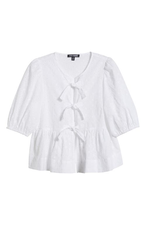 Steve Madden Paula Eyelet Embroidery Shirt In White