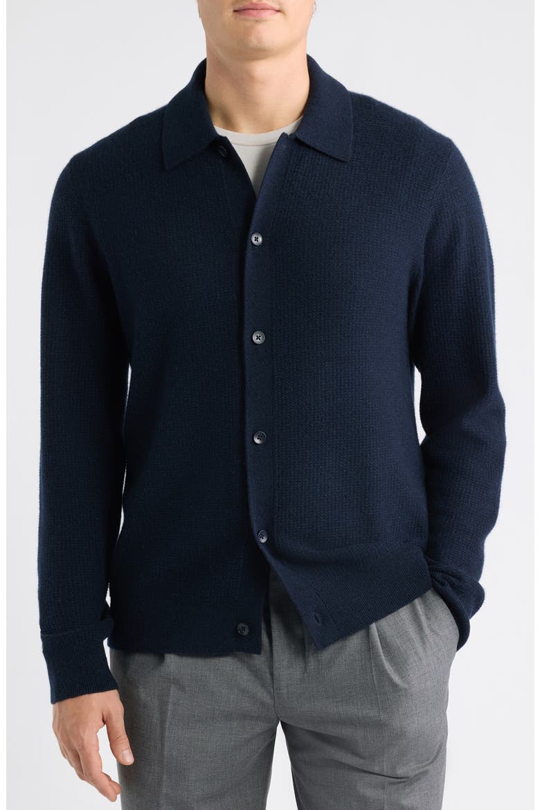 Lux Cashmere Cardigan Sweater, Alternate, color, NAVY NIGHT MARL