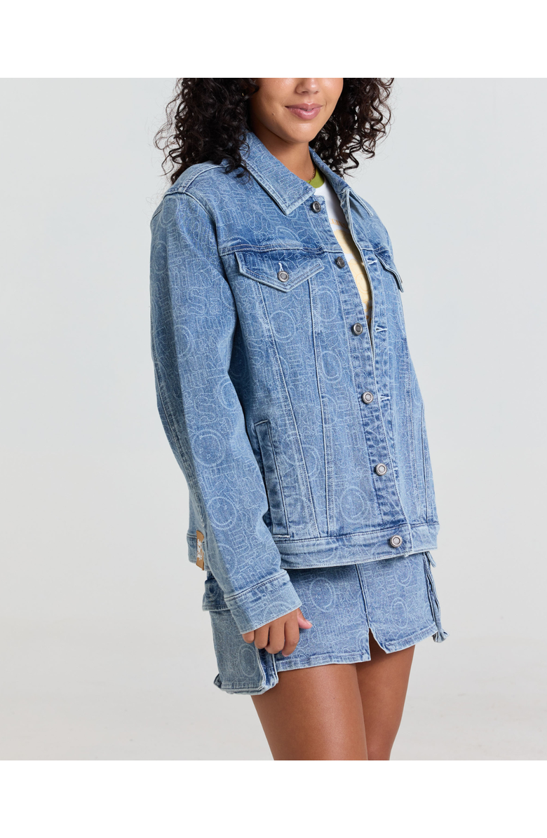 Samii Ryan Smiley Oversized Denim Jacket, Alternate, color, Blue