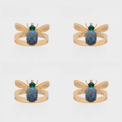 Joanna Buchanan Etched Wing Bug Skinny Napkin Rings, Set Of Four In Gold