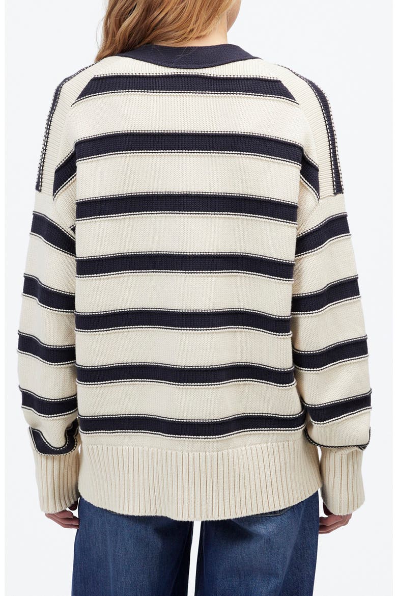 Stripe Oversize Cotton Cardigan, Alternate, color, CREAM NAVY STRIPE